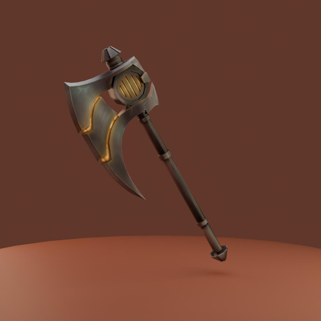 Steampunk axe. Concept art by Terry Maranda.